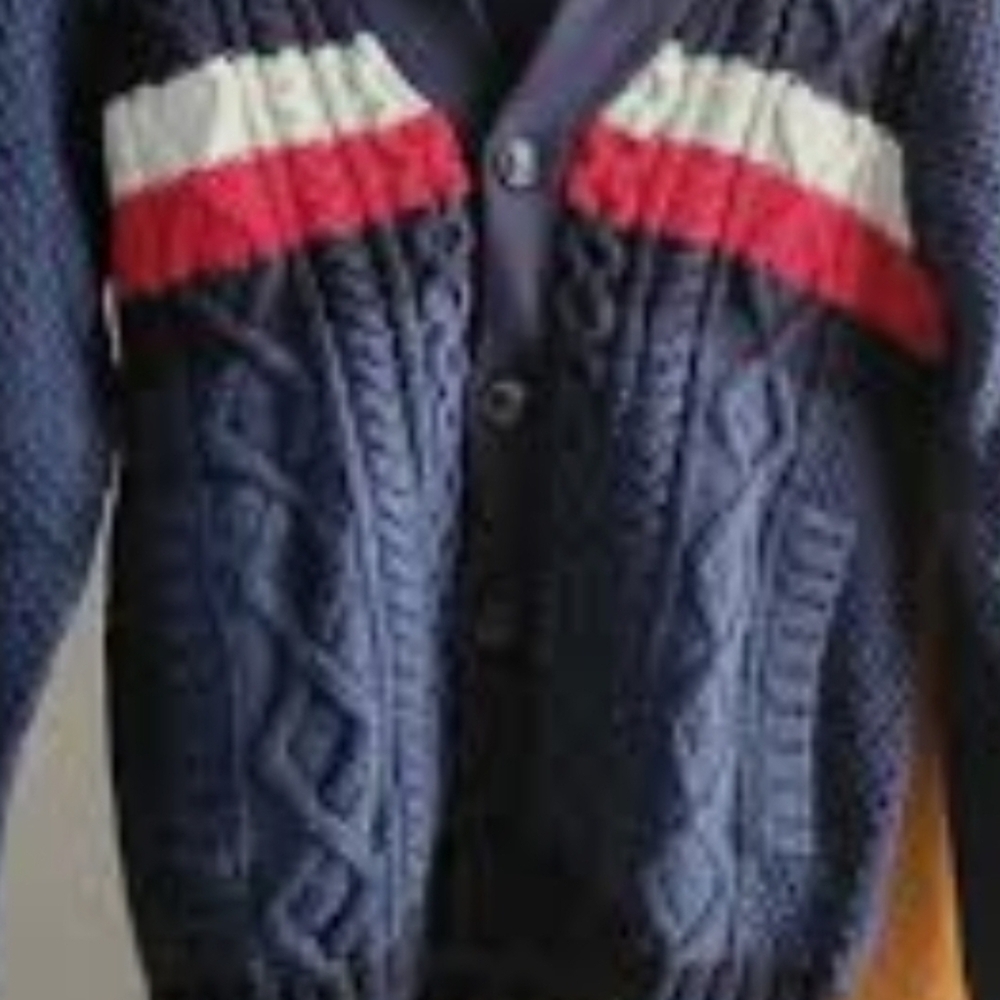 Tommy Hilfiger Navy Cardigan with Red and White Stripes